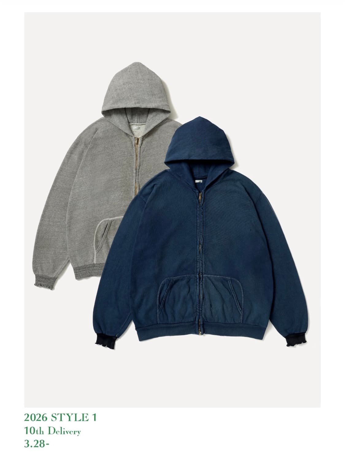 아프레쎄 26ss 빈티지 라이트웨이트 후드 집업 블루 상품이미지1