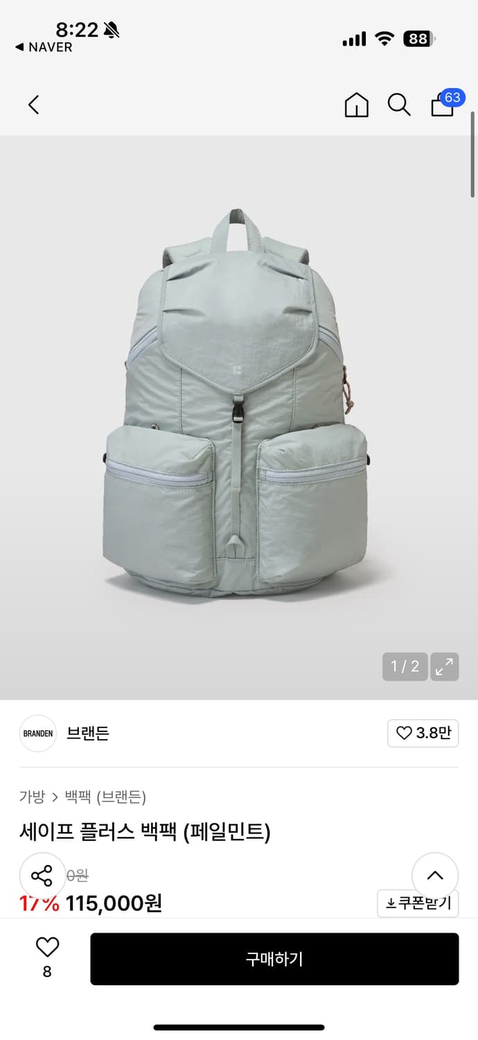 (새상품, 원가 13) 브랜든 세이프 플러스 백팩 (페일민트) 상품이미지1