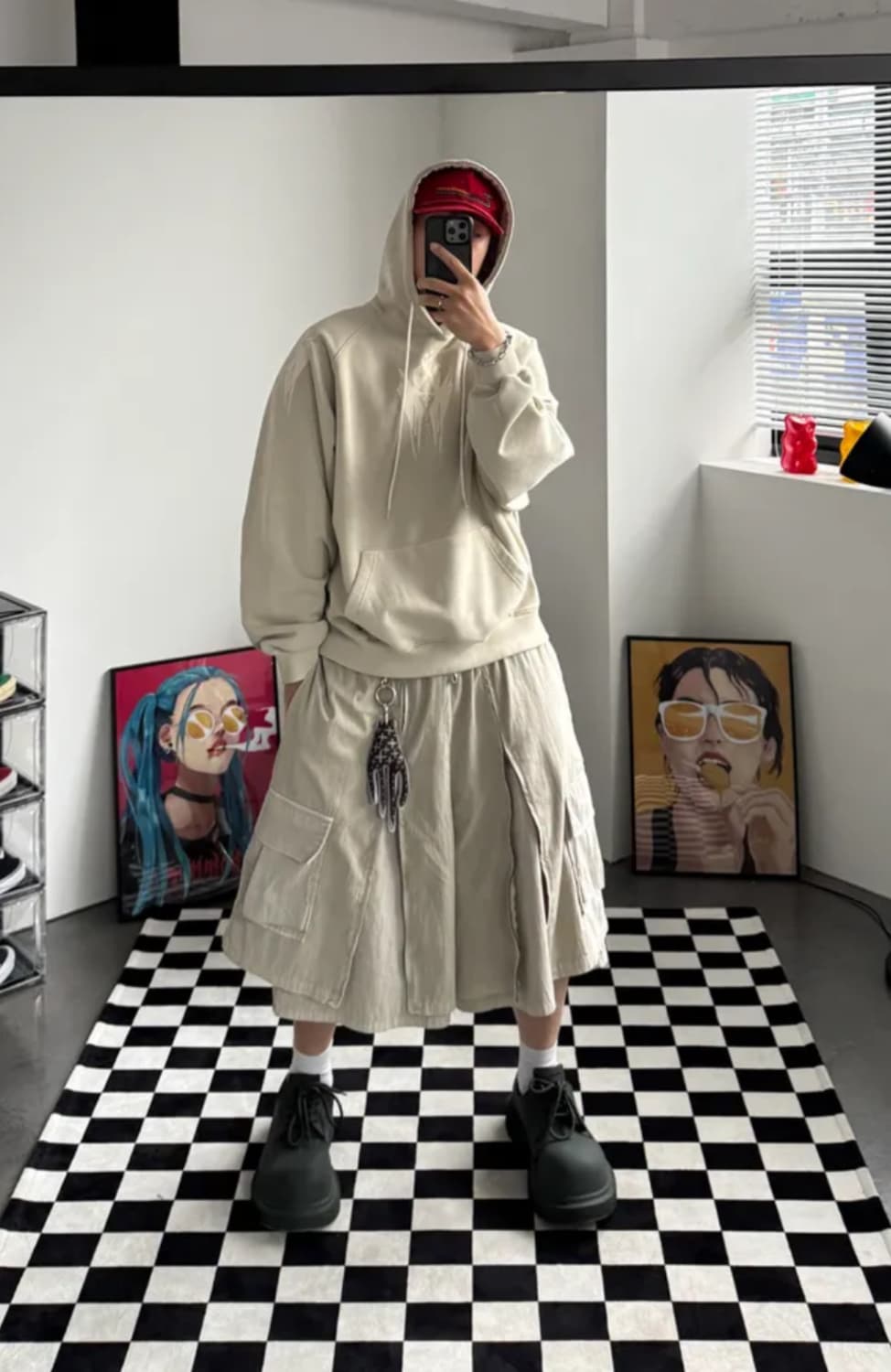 아조바이아조 레이어드집업팬츠 아이보리 라지 상품이미지1