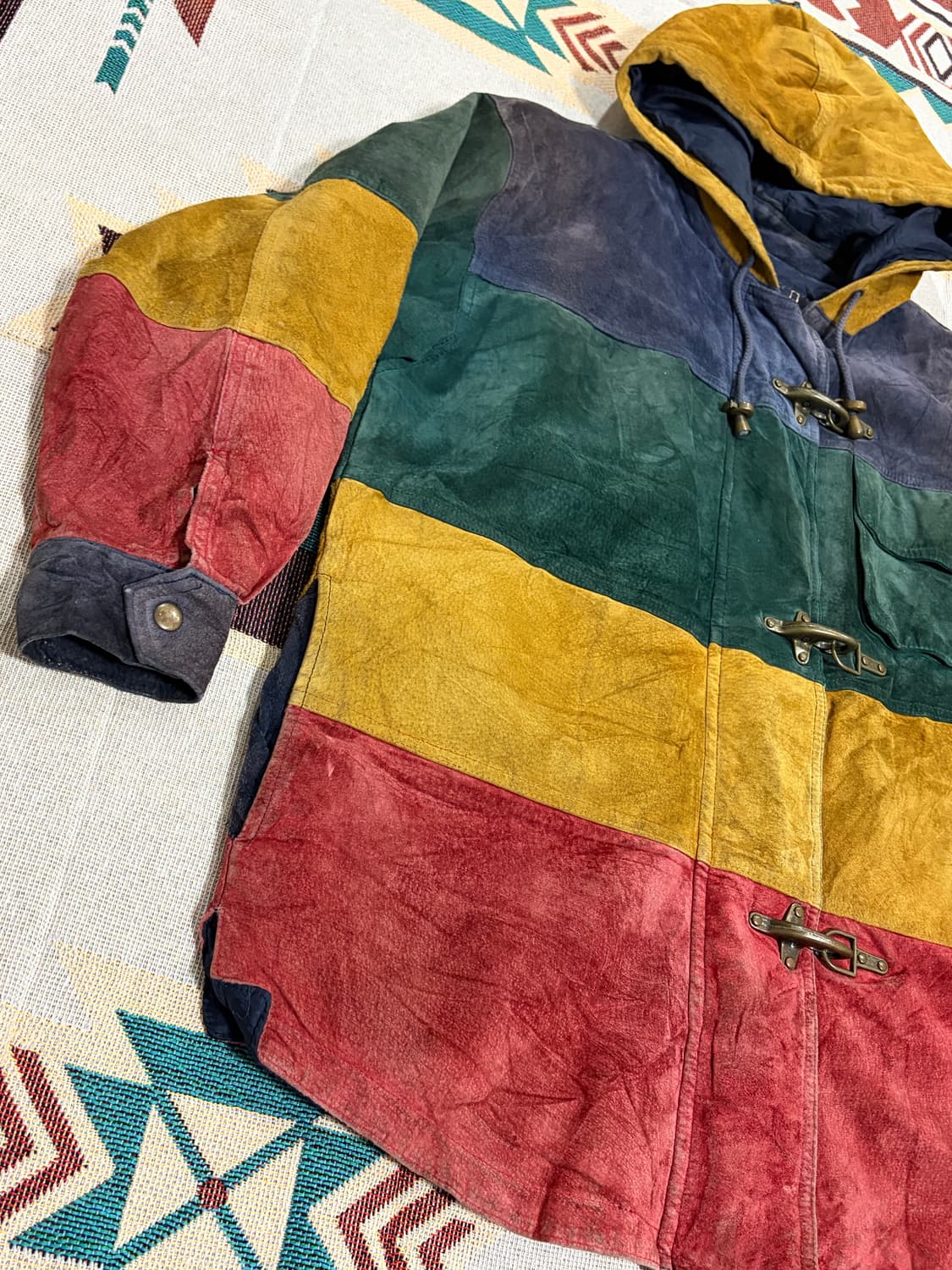 90s 글로벌 아이덴티티 파이어맨 컬러웨이 레더 코트자켓 상품이미지3