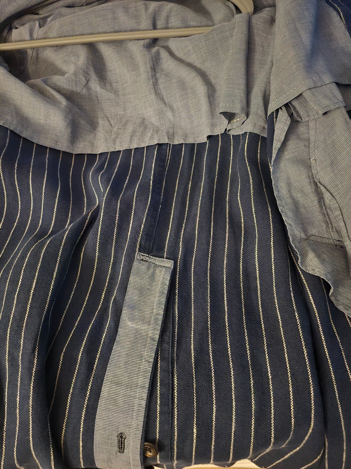 45R 네이비 스트라이프 롱 트렌치 코트3사이즈입니다. 상품이미지4