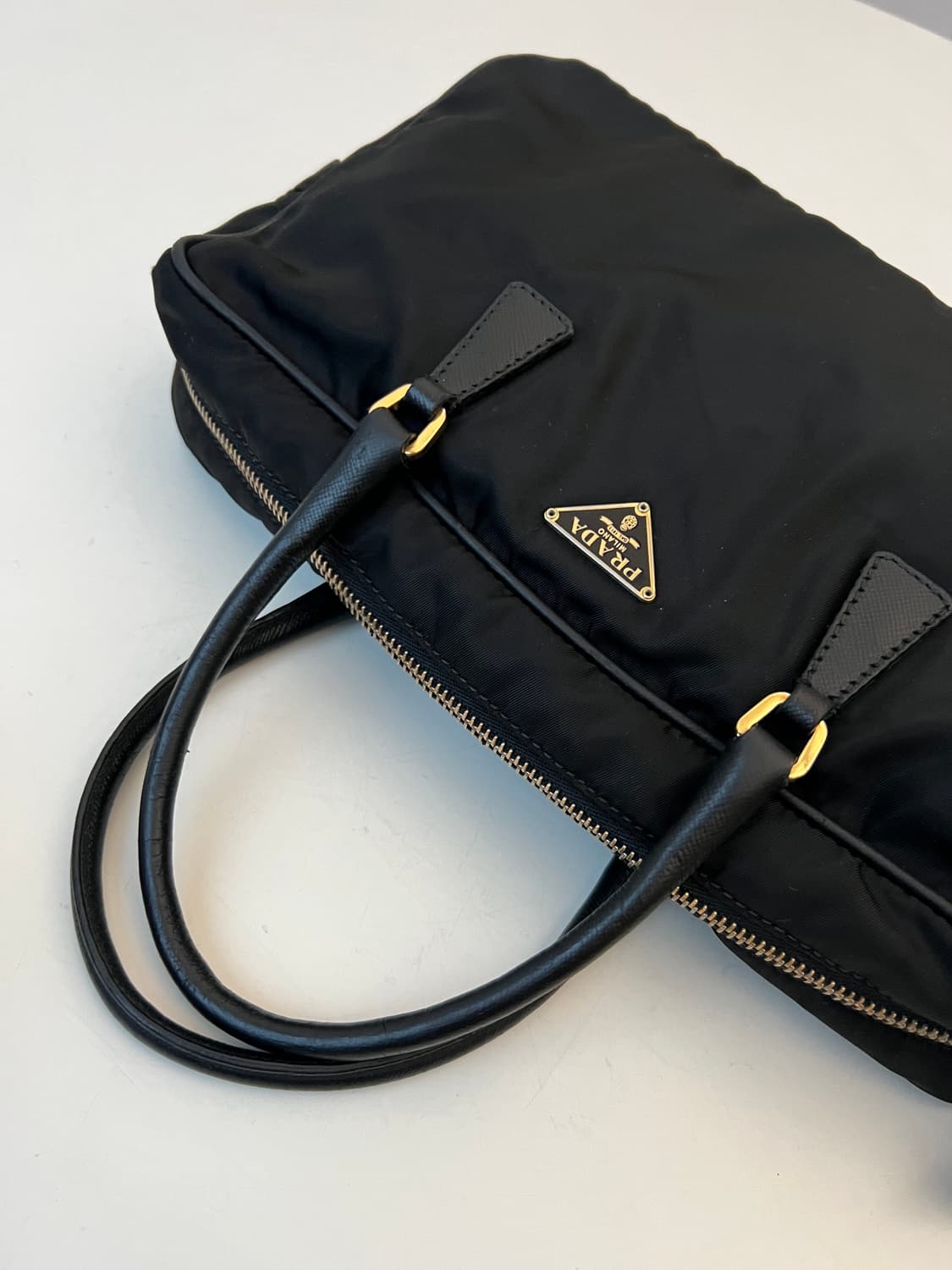 (빈티지) 프라다 블랙 포코노 미니 볼링백 상품이미지2