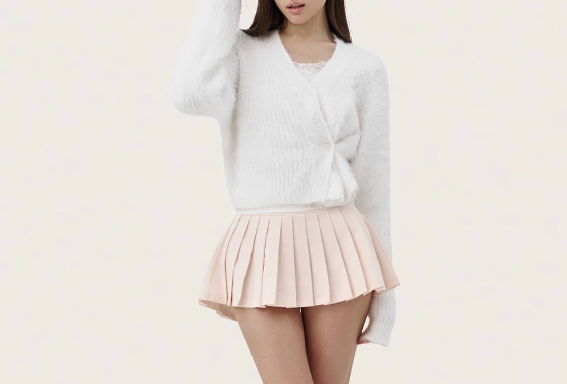 클리시어 클래식 슈가플럼 헤어리 가디건 화이트 상품이미지1