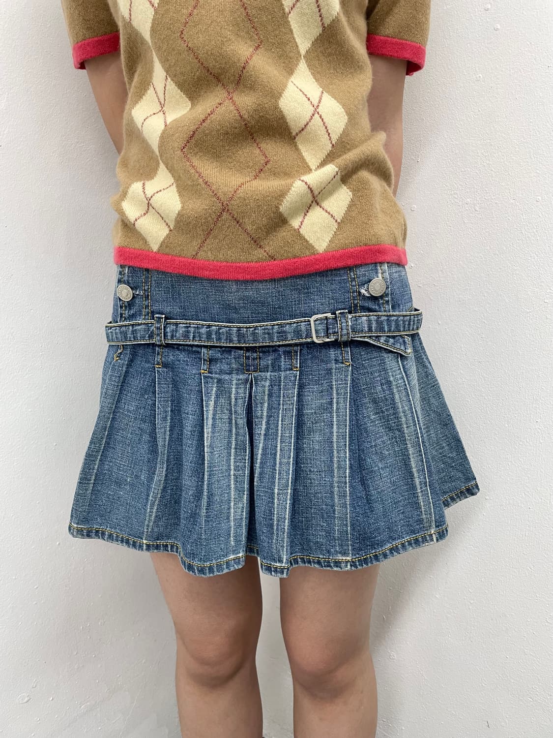 키치 버튼 플리츠 스커트 상품이미지2