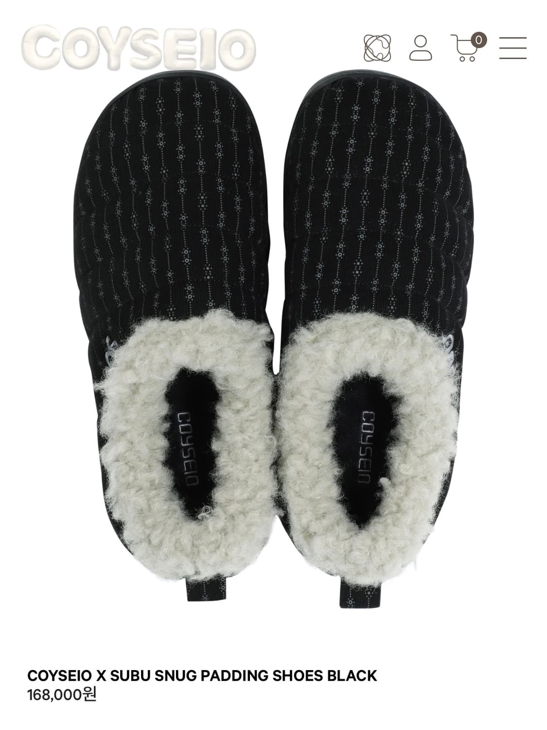COYSEIO X SUBU SNUG PADDING SHOES BLACK 상품이미지1