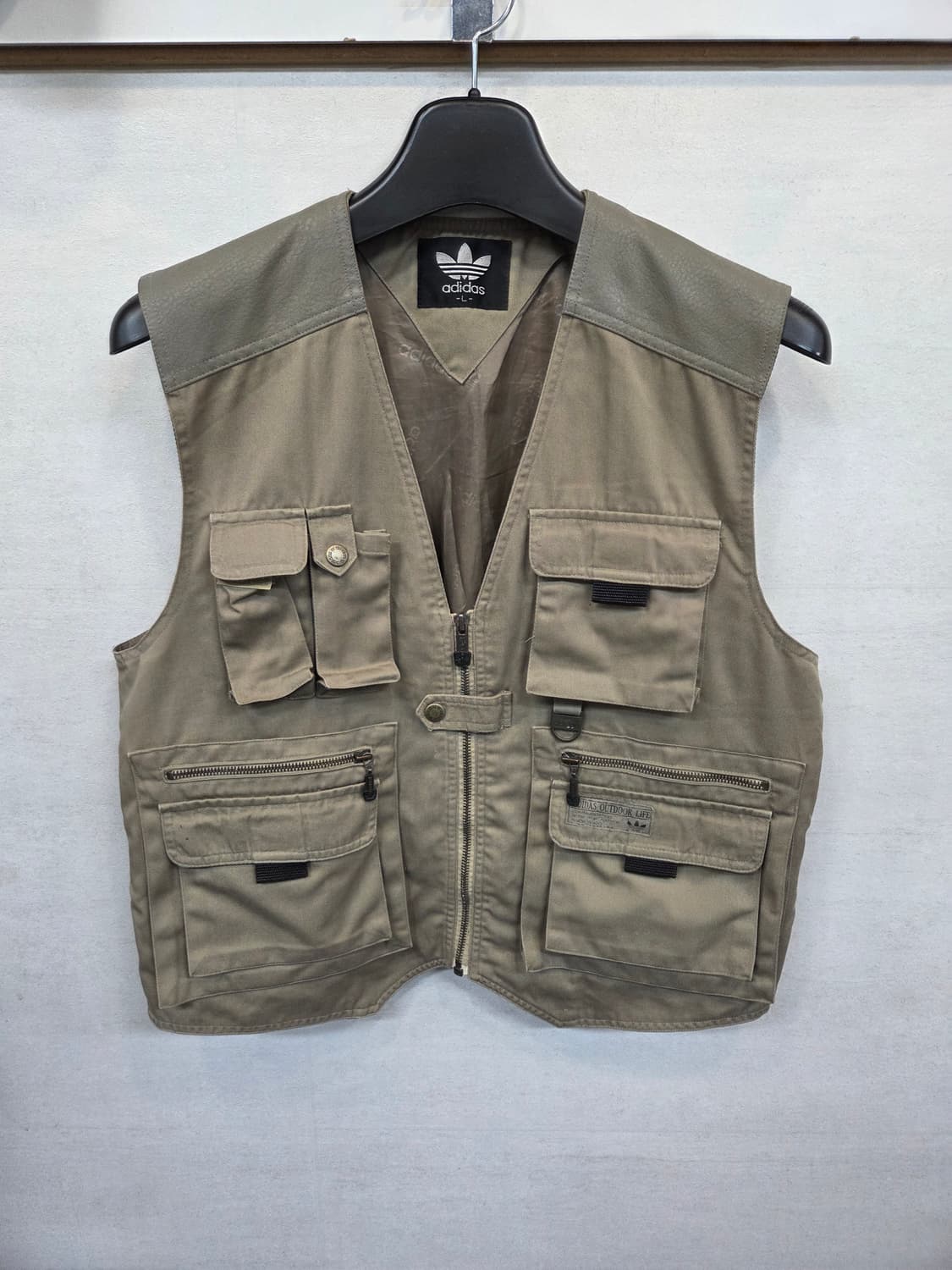 아디다스 올드스쿨 빈티지 아웃도어 피싱 가죽 코튼 조끼 L 상품이미지1