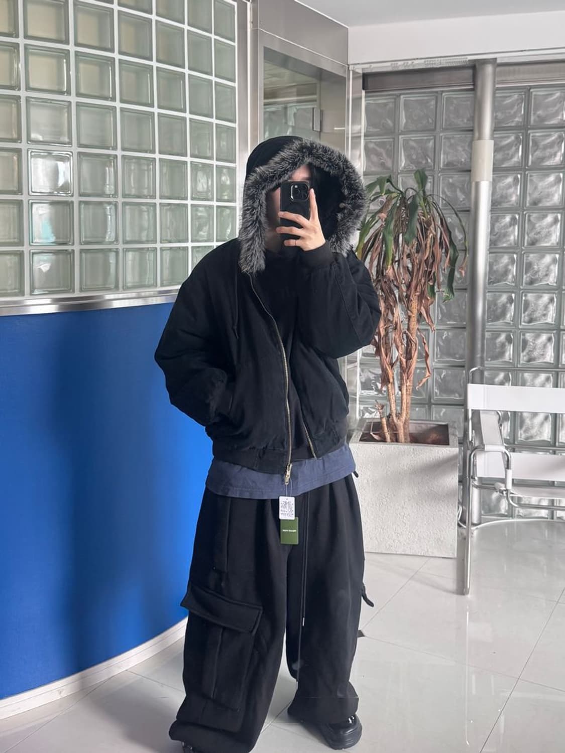 FAKE FUR ZIP UP HOODIE 투웨이 지퍼 후드티 블루종 상품이미지1