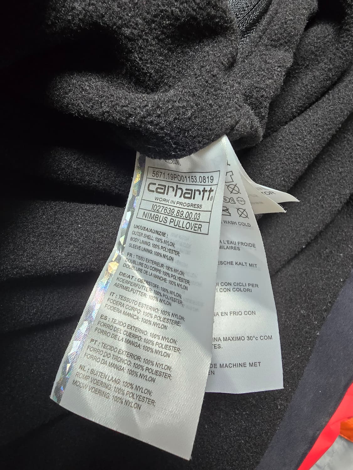 칼하트 님부스 풀오버 아노락 블랙 XL 상품이미지7