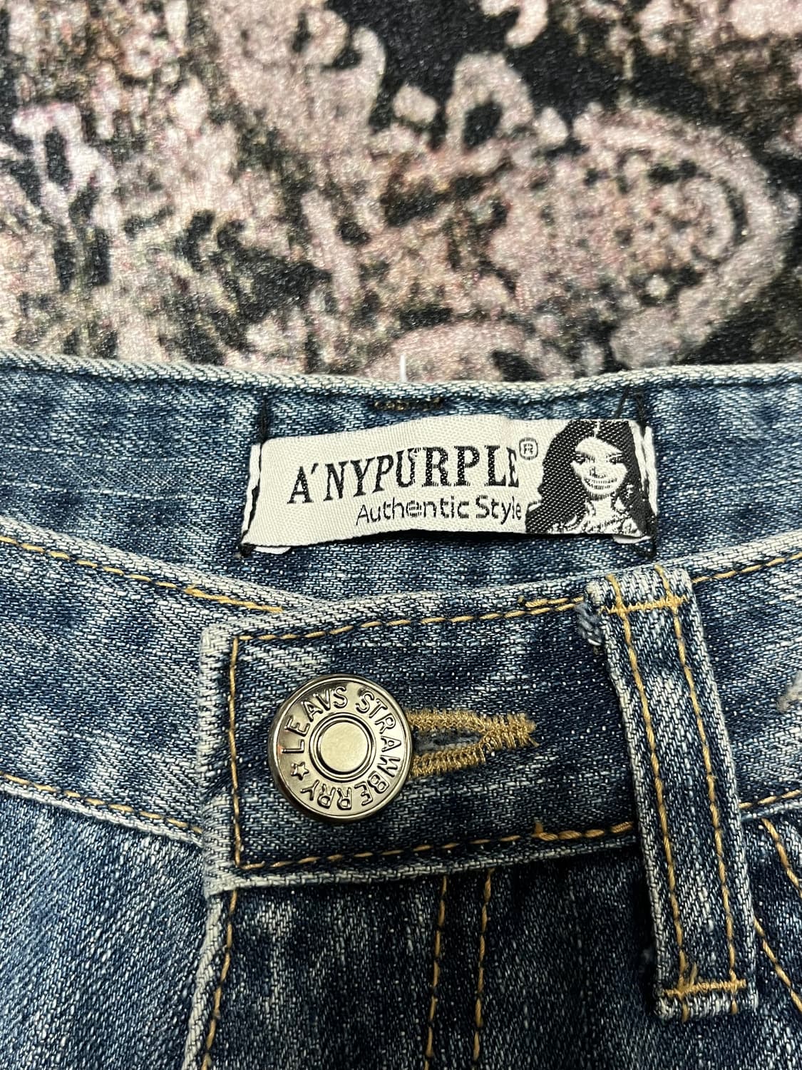 빈티지 워싱 데미지 데님 숏츠 스커트 L 상품이미지5