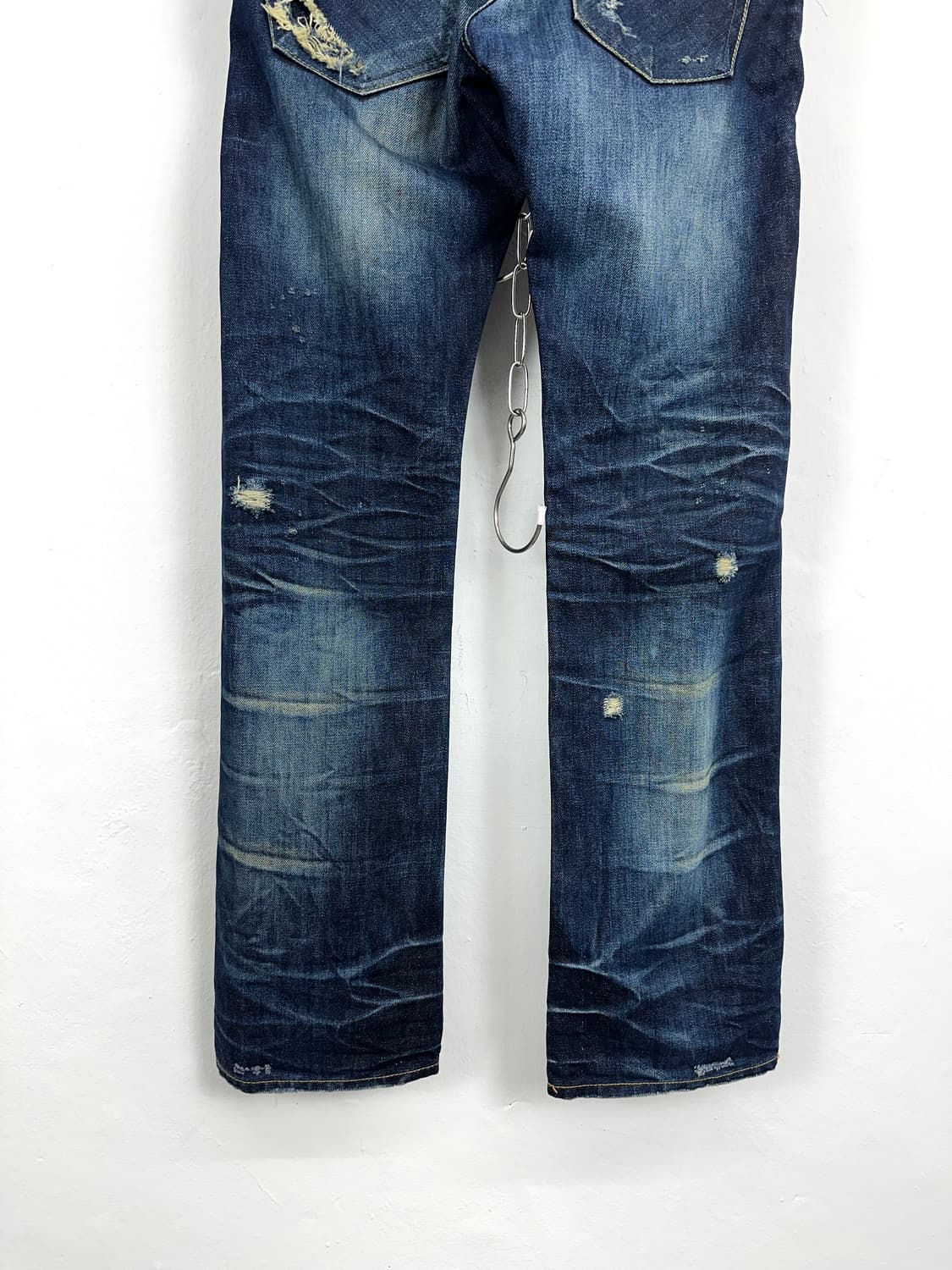 Distressed Knee Washed Straight Denim Pa 상품이미지10