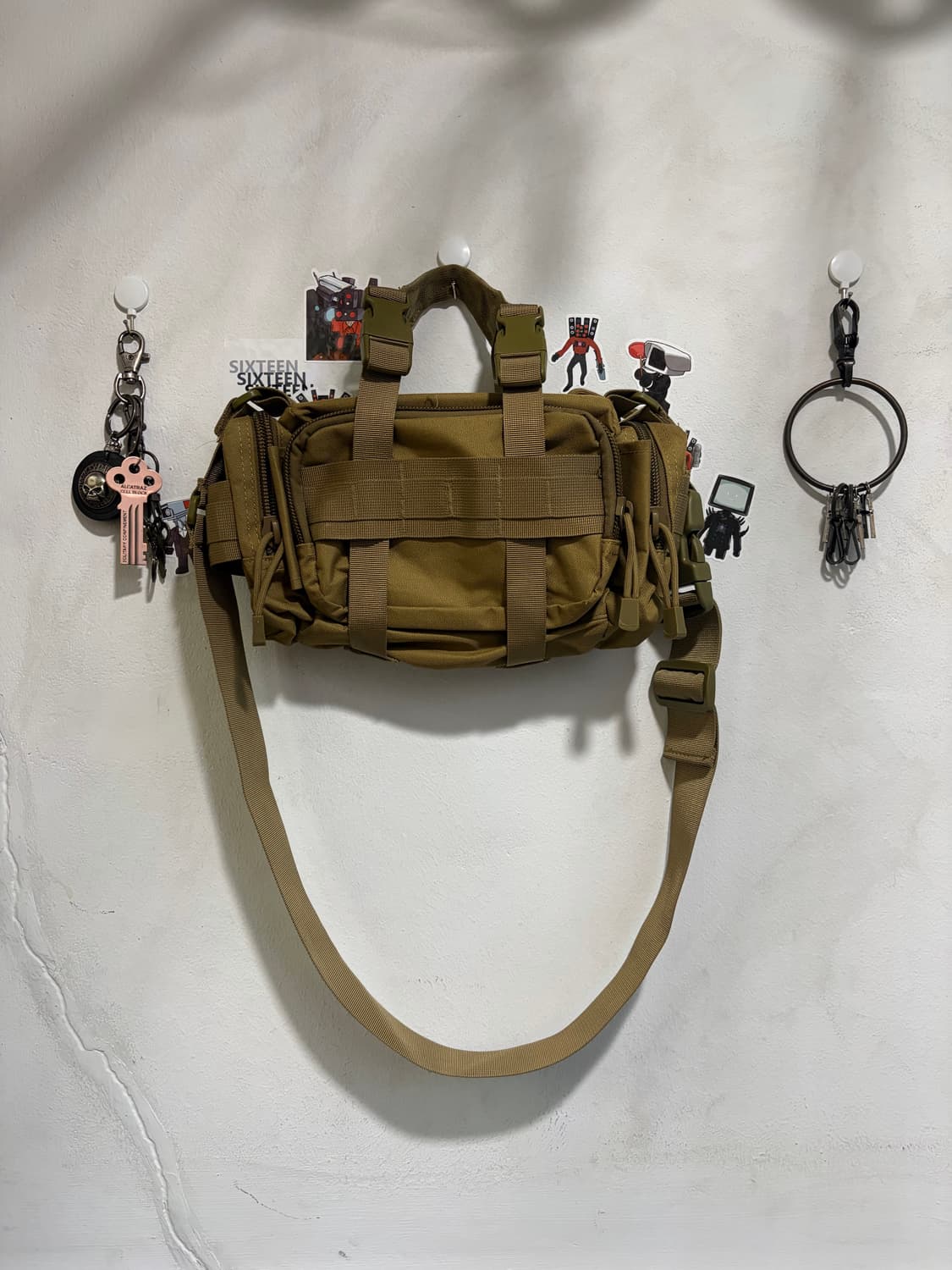 빈티지 밀리터리 카키색 크로스백 상품이미지1