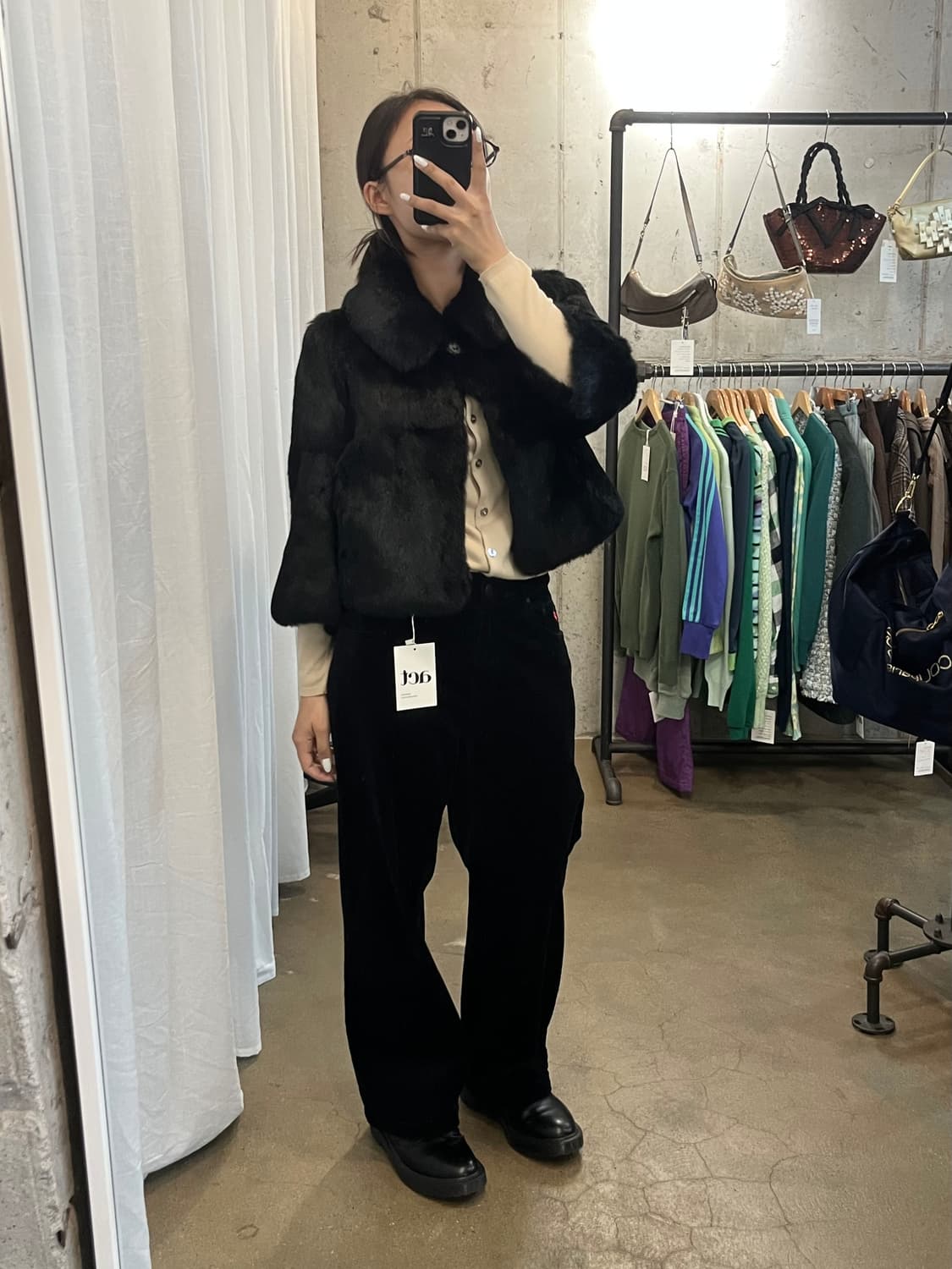 ELODIE NELSON 리얼 래빗 퍼 자켓 블랙 상품이미지4