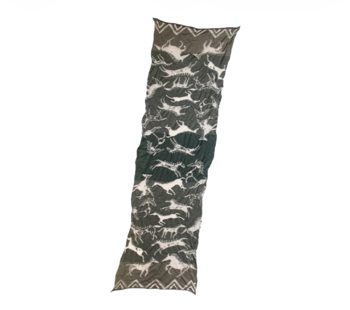 [OS] 캐피탈 울 인디언 페인팅 스카프 카키 새상품 상품이미지1