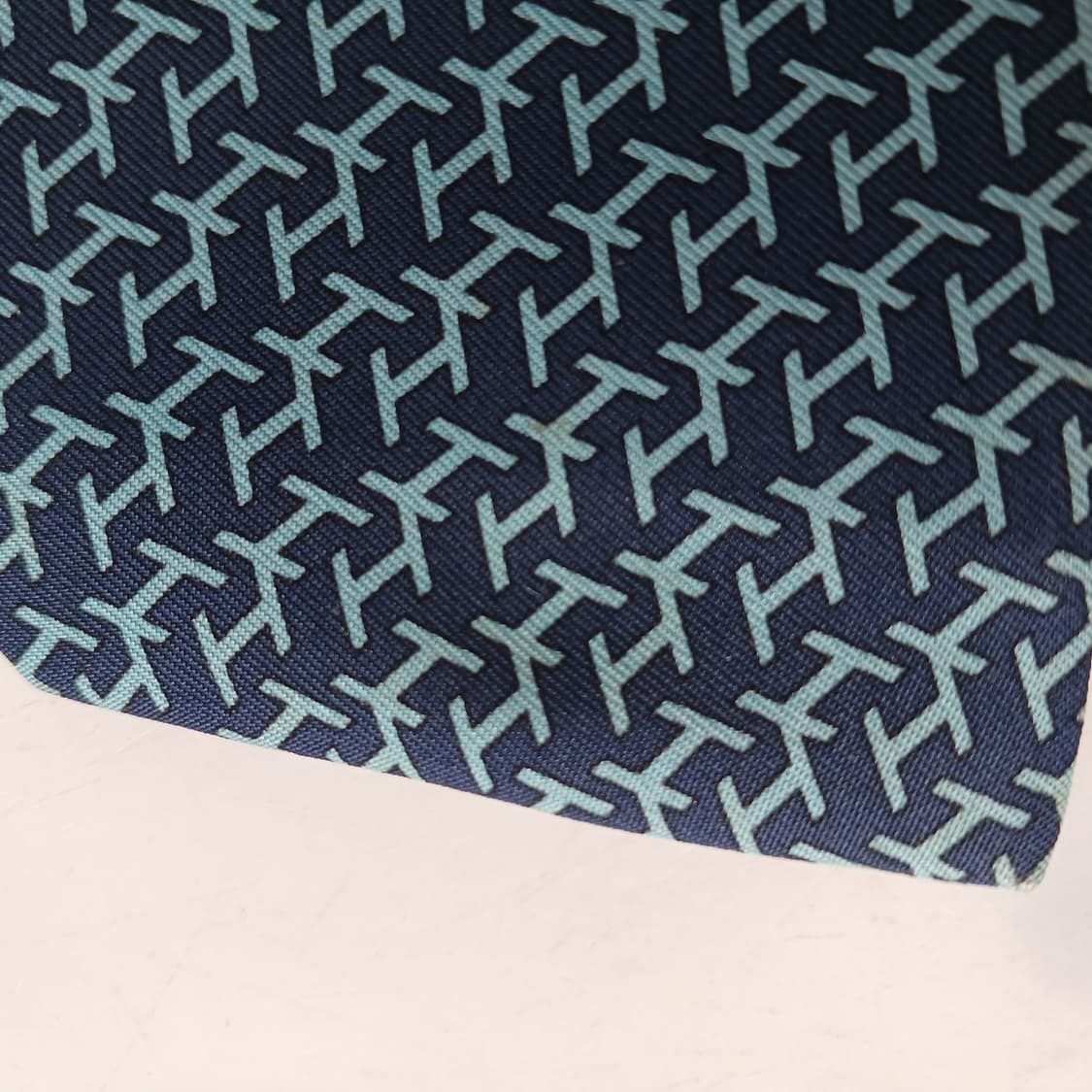 에르메스 실크 블루 H패턴 넥타이 9.4cm B등급 E752 상품이미지6