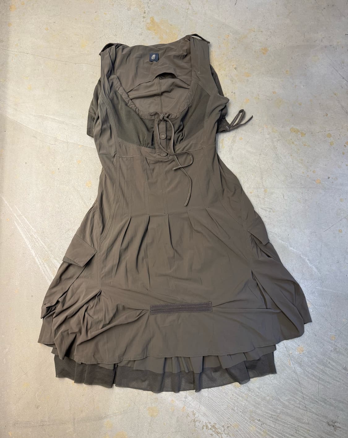 Eva Kayan 카키 카고 슬리브리스 미디 드레스 상품이미지5