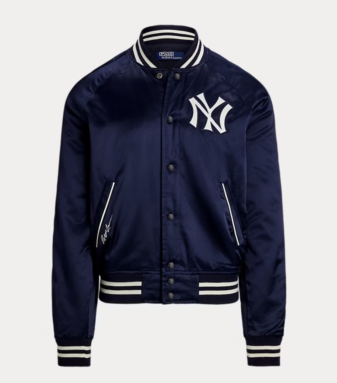 [새상품/M] 폴로 x MLB 뉴욕 양키스 바시티 새틴 자켓 팝니다. 상품이미지1