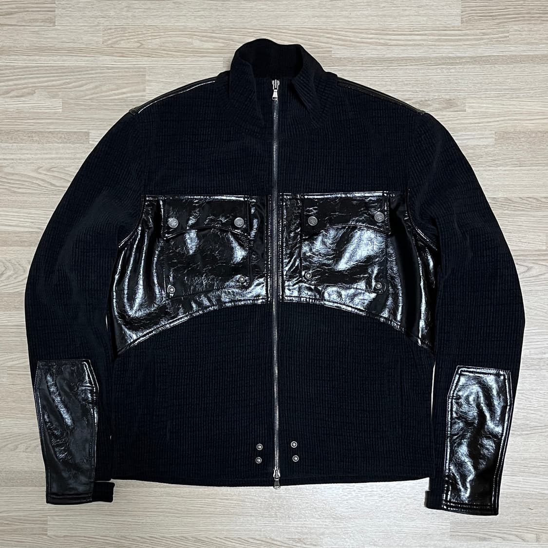 Op. 03 COMBAT LEATHER PATCH KNIT-ZIP 상품이미지3