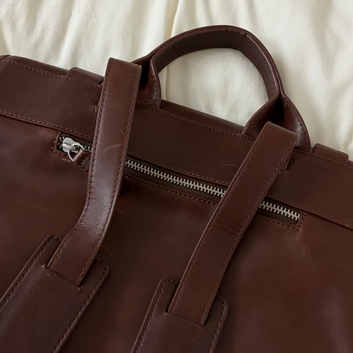 Samsonite 브라운 리얼 레더 빈티지 백팩 (오리지널 패키징 포함) 상품이미지4