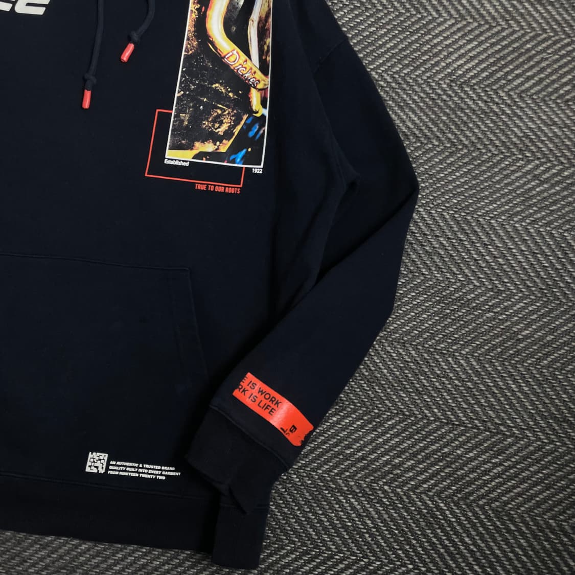 00s 디키즈 패치워크 그래픽 박시핏 후드 티셔츠y 4777 상품이미지3