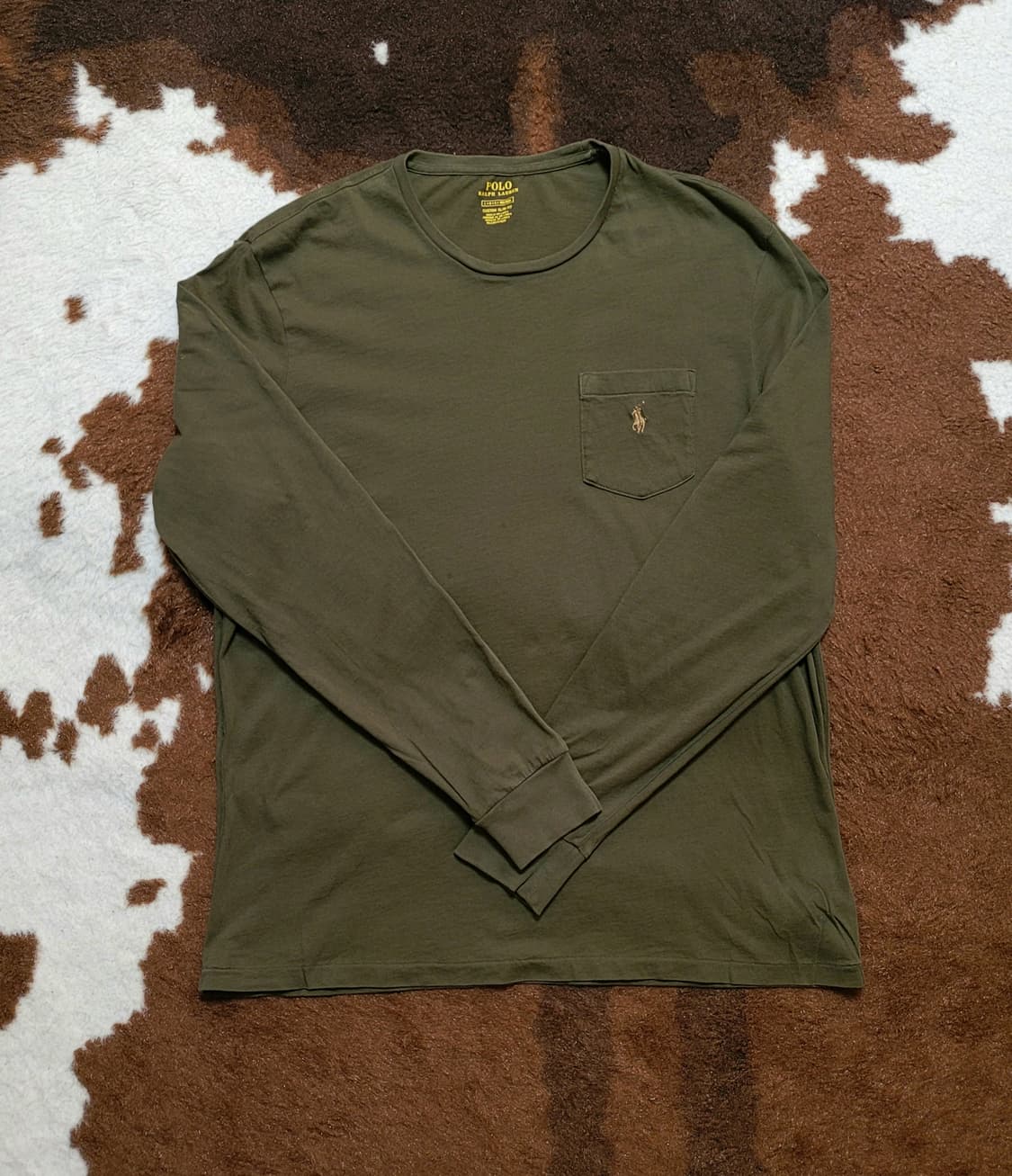 폴로 랄프로렌 남성용 올리브그린 라운드 긴팔티(L) 상품이미지3