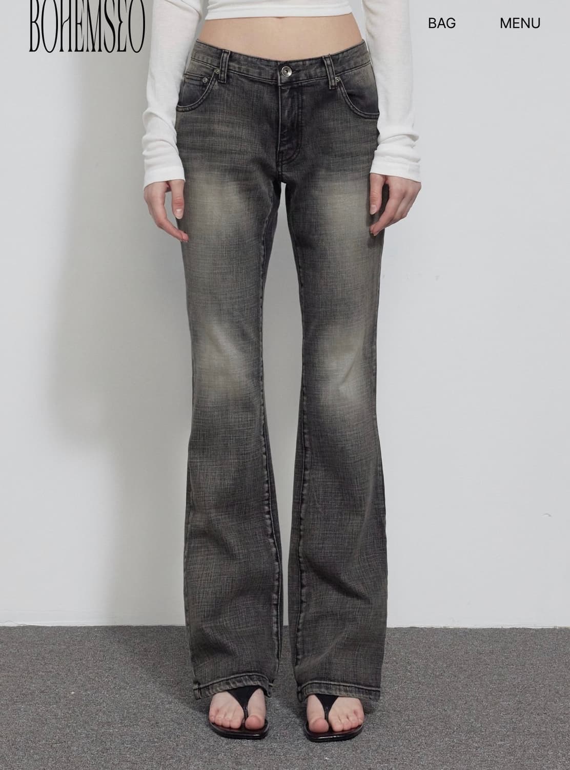 보헤미안서울 로우라이즈 부츠컷 팬츠 그레이 1사이즈 상품이미지1