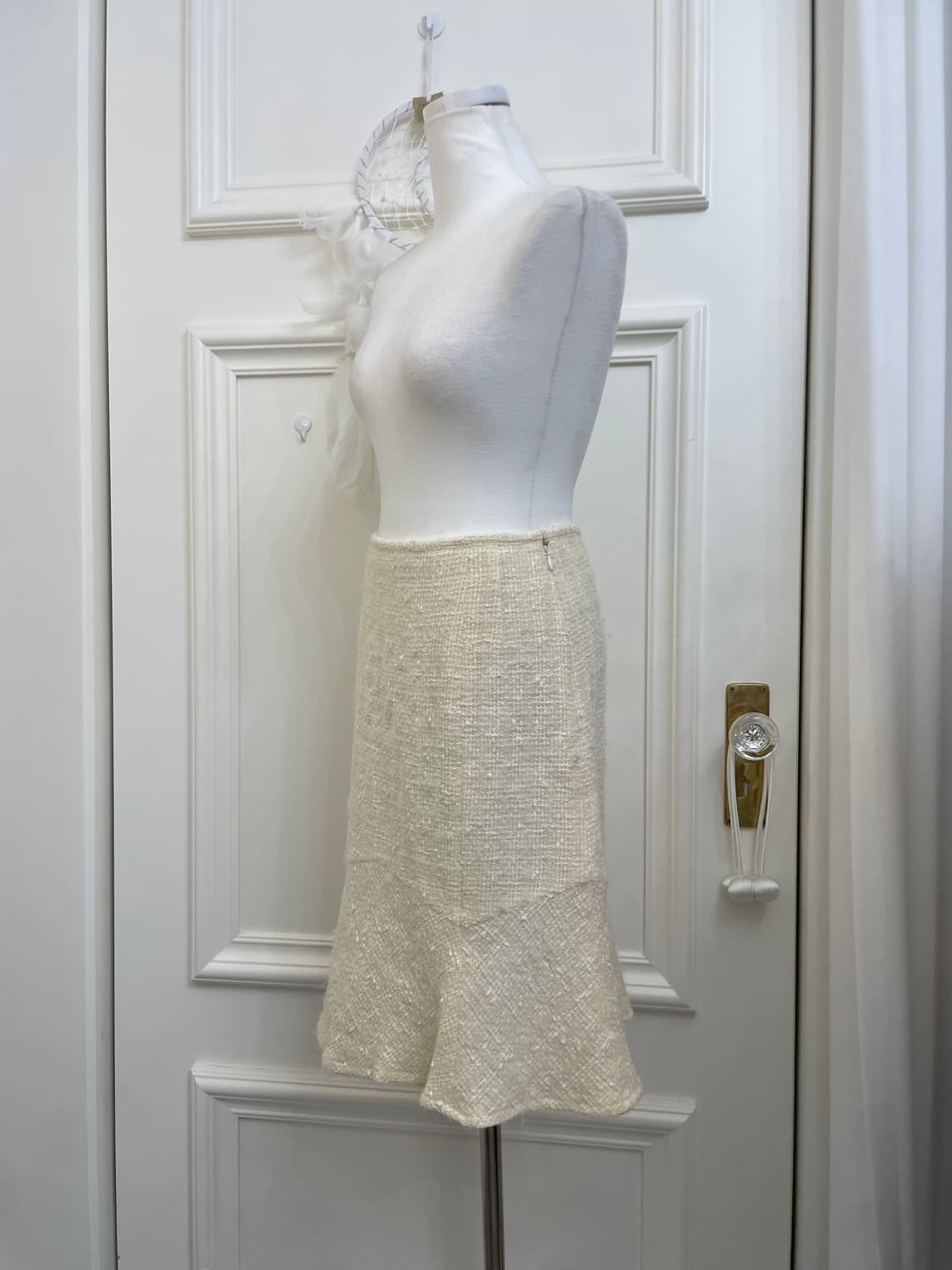 cream silver matt banding long skirt 상품이미지2