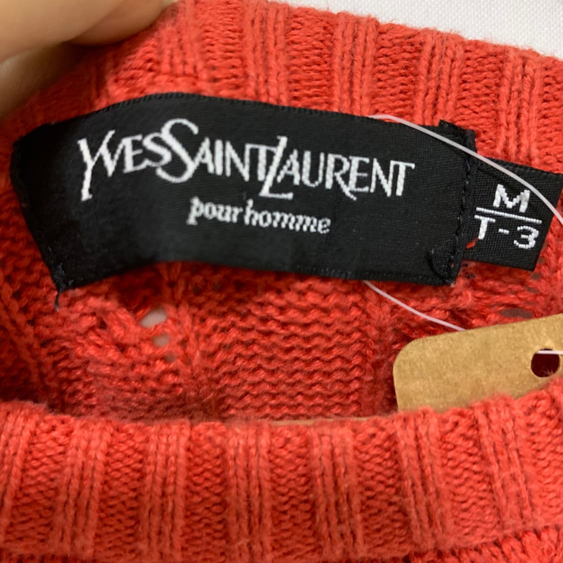 YSL 입생로랑 뿌르옴므 케이블 니트 오렌지 생로랑 빈티지 남녀공용 M 상품이미지6