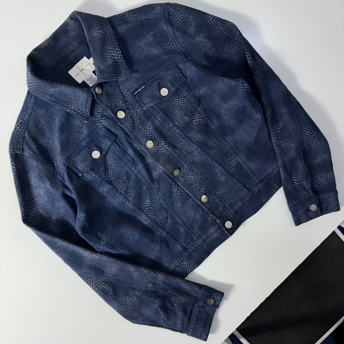 CK 켈빈클라인 우먼 코튼 파이튼 뱀피 트러커 자켓 상품이미지2