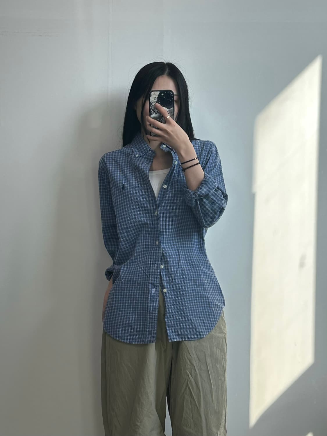 폴로 랄프로렌 자수로고 체크 셔츠 상품이미지1