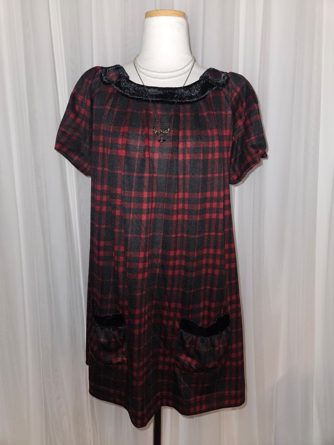 colza 빈티지 레드 체크 원피스 니혼진 공겜여주 갸루 캐캐체 슈슈룬 상품이미지2