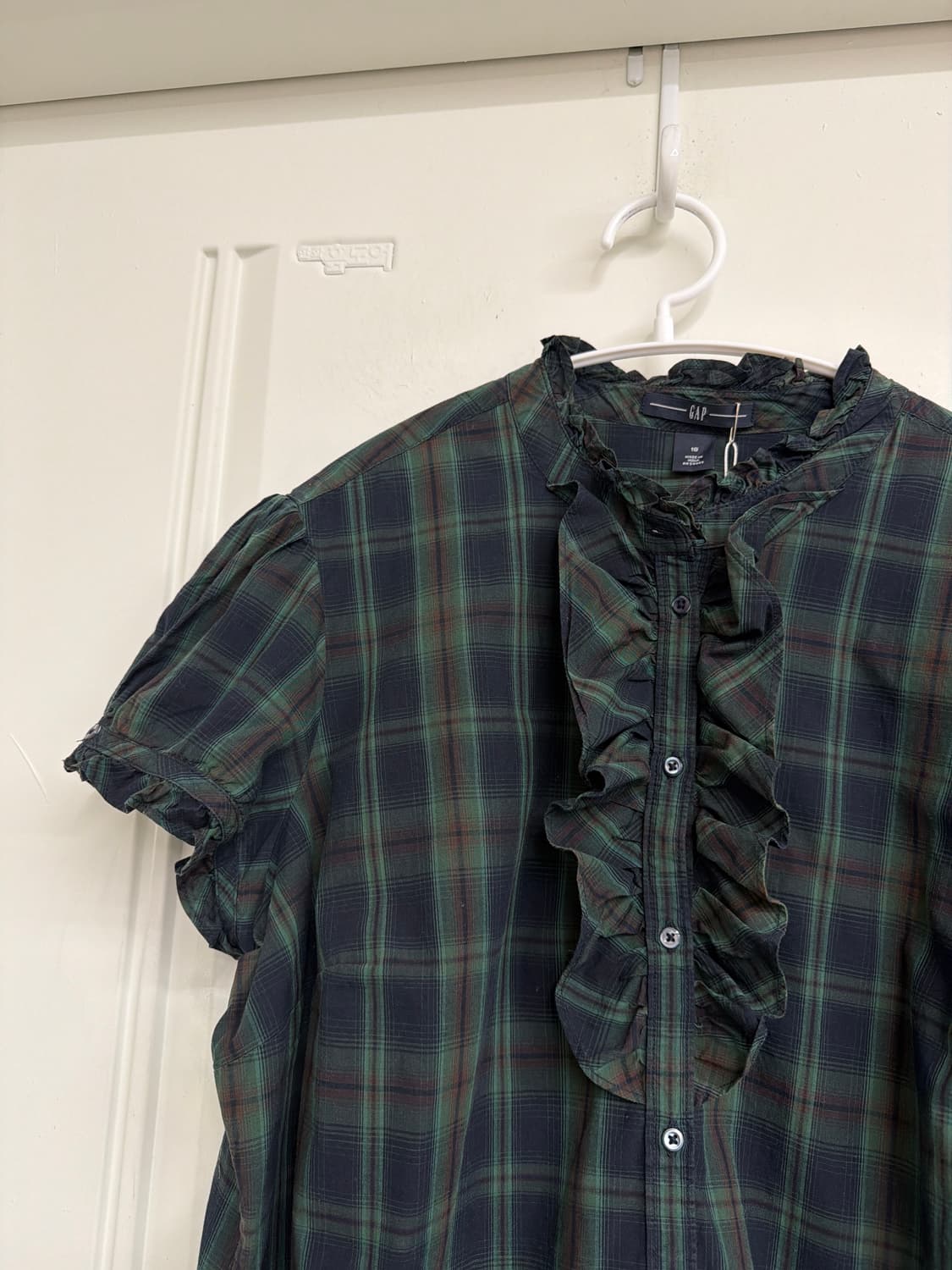 일본빈티지 Gap 타탄체크 프릴 반팔블라우스 상품이미지7