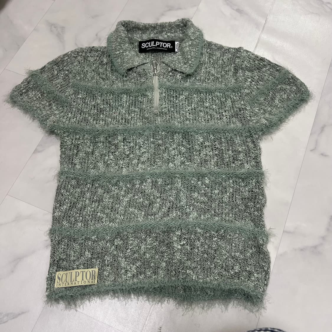 Sculptor Mixed Yarn Collared Top 상품이미지2
