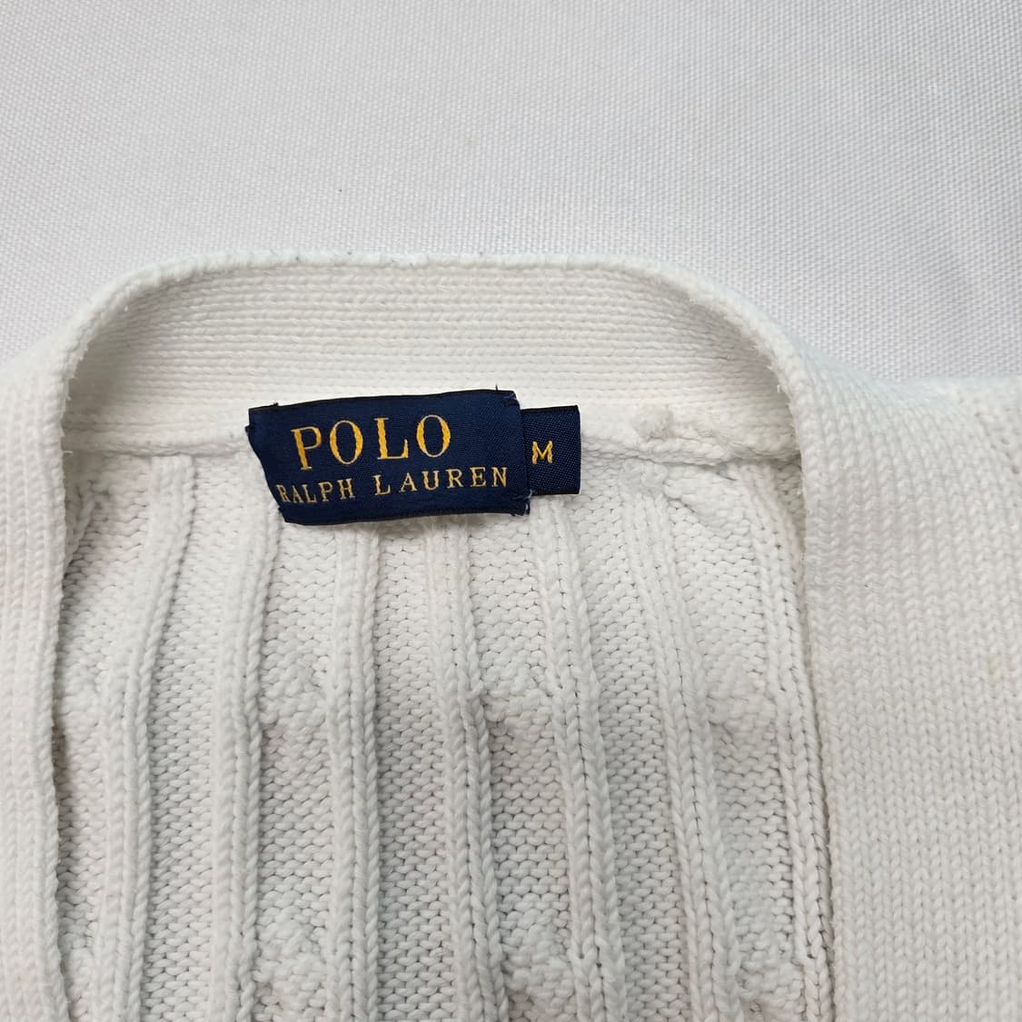 a0112. 폴로 랄프로렌 화이트 케이블 니트 가디건 M 상품이미지5