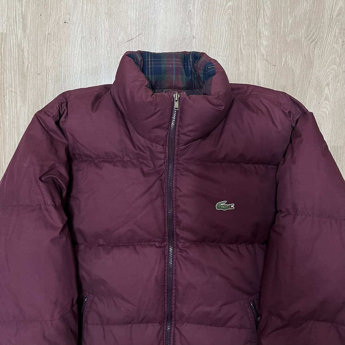 라코스테 덕다운 리버시블 체크 배색 패딩 점퍼 [버건디] 2XL/110 상품이미지2