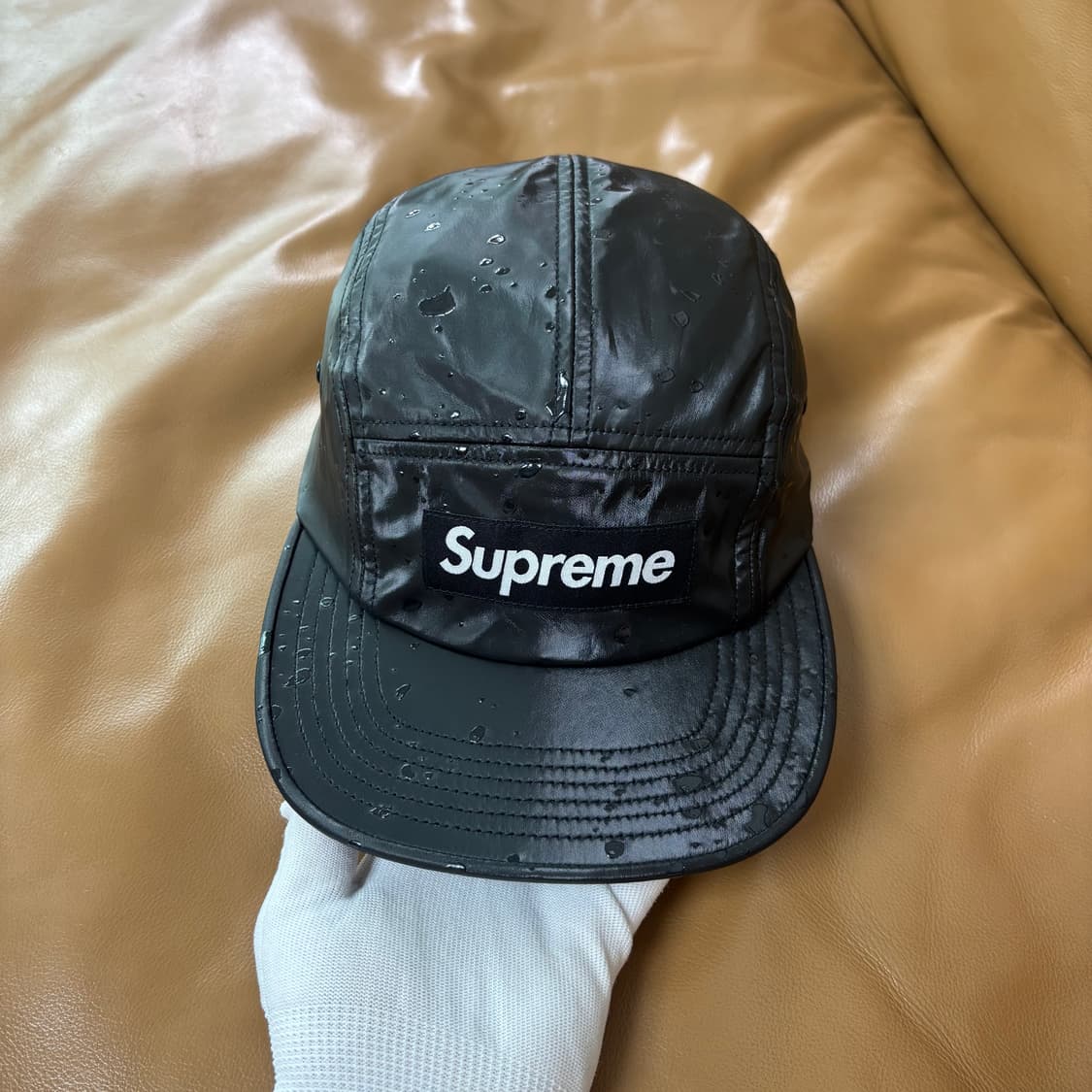 슈프림 캠프캡 모자 박스로고 스플래터 블랙 상품이미지2