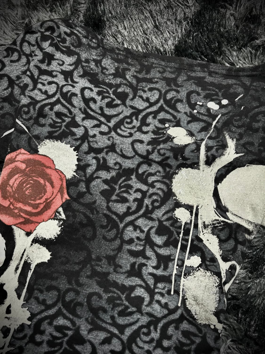 Dig Deep -black label- 해골&장미 고딕 워싱 프린팅 T 상품이미지6