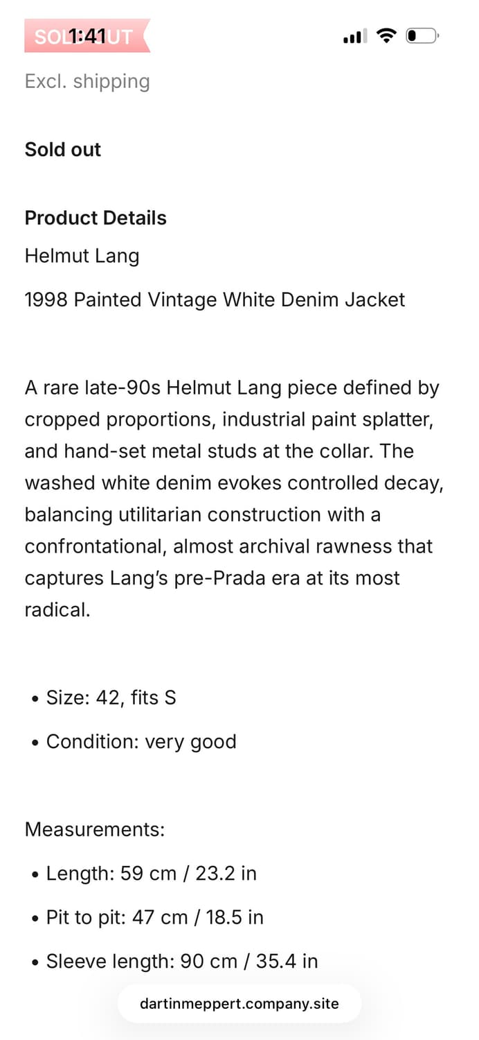 [42] 헬무트 랭 1998 오버 슬리브 데님 트러커 (커스텀) 상품이미지6