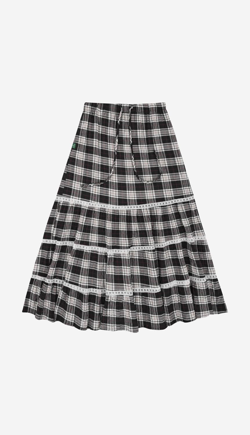 노컨텐츠 248 체크 캉캉 롱스커트 체크 상품이미지1