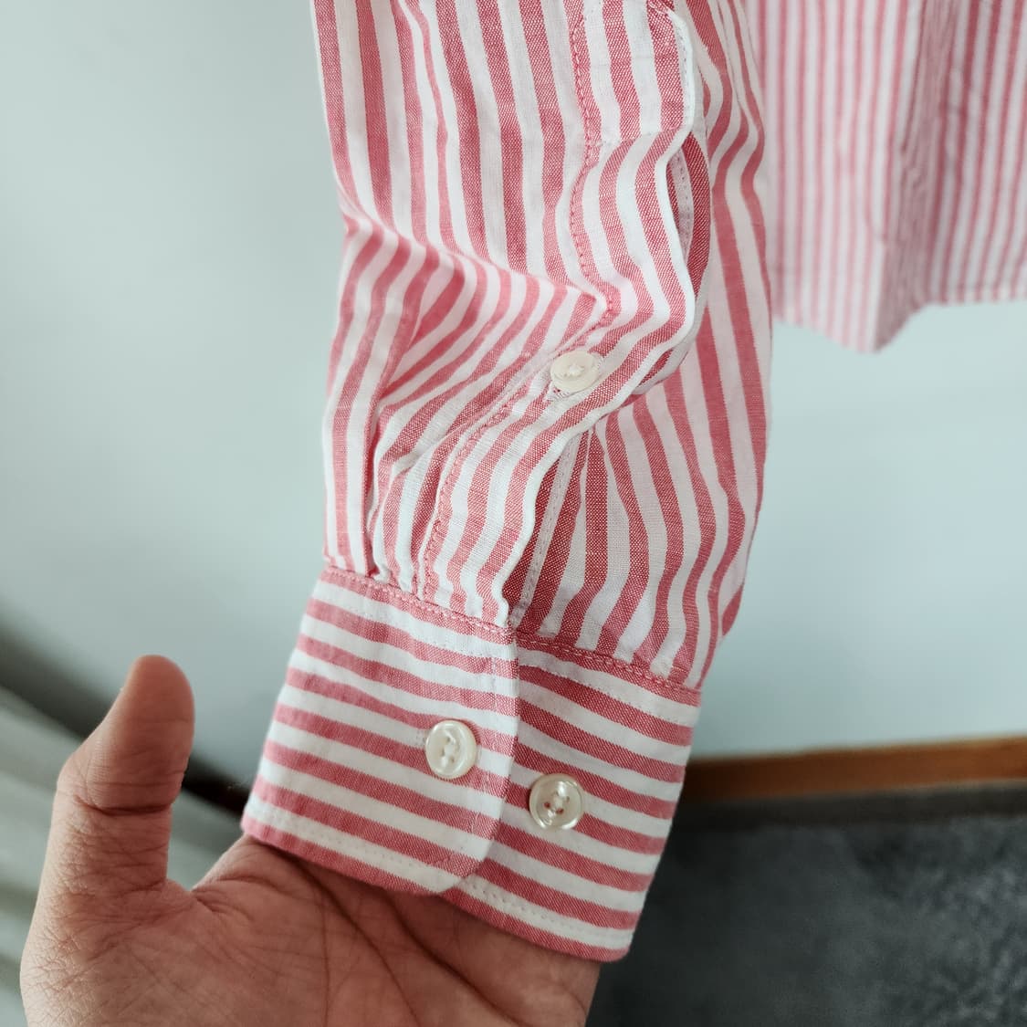 라코스테 라이브 셔츠 핑크 스트라이프 상품이미지4