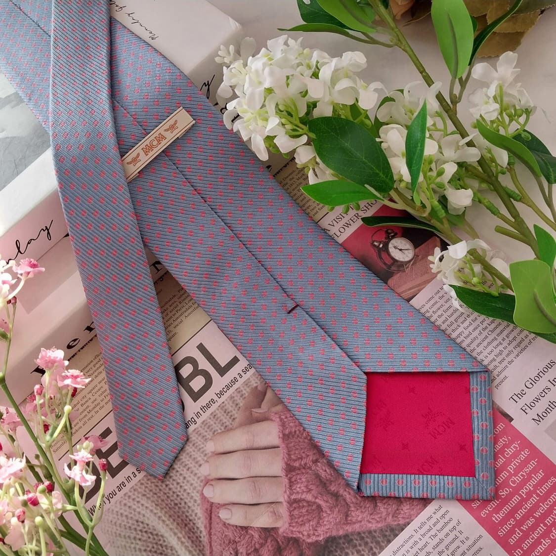 MCM 실크 도트&로고 자카드 넥타이 8.5cm A+등급 K1528
 상품이미지5