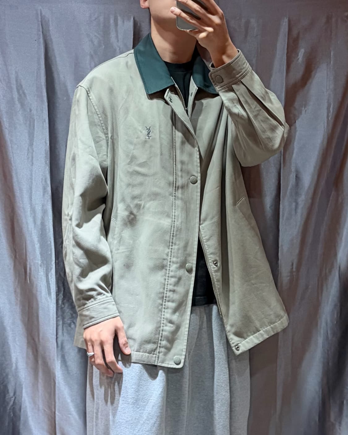 XL YSL 입생로랑 심볼로고 카키베이지 버튼 자켓 상품이미지1