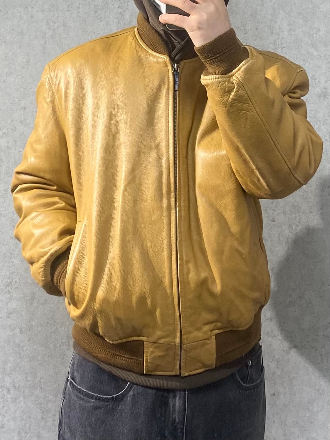 [L] 90-00s Vintage 빈티지 양가죽 레더 블루종 자켓 상품이미지10