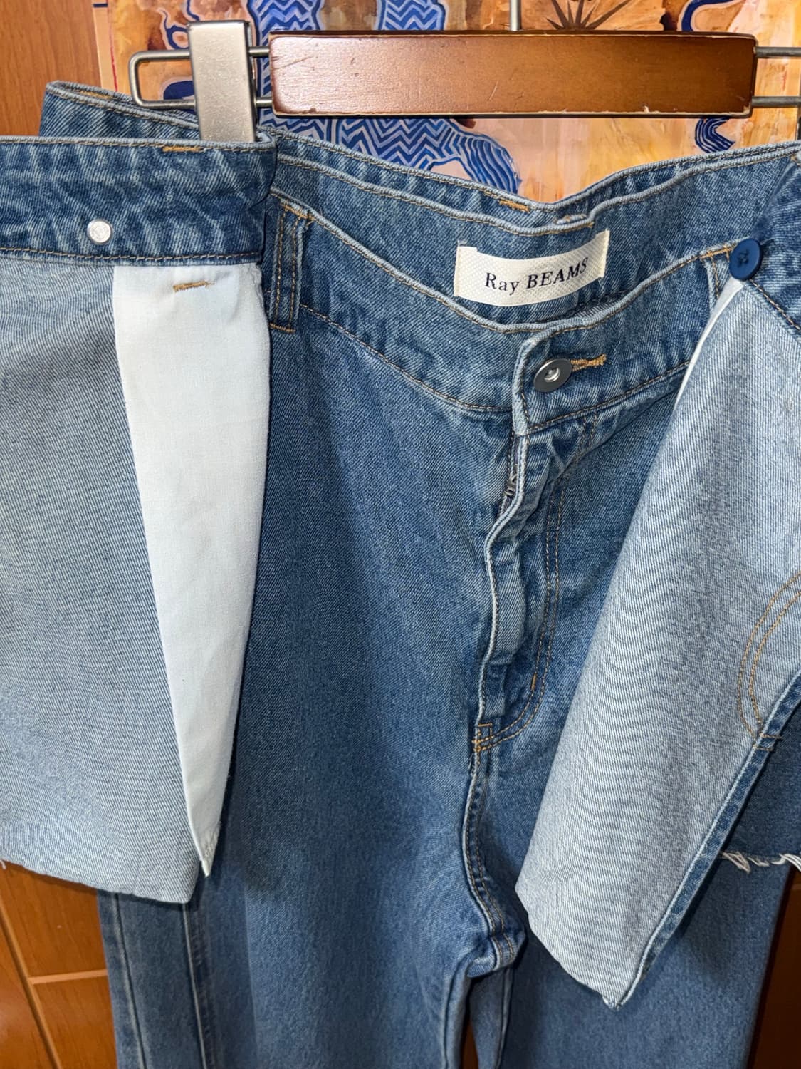Ray beams layered skirt denim pants 상품이미지1