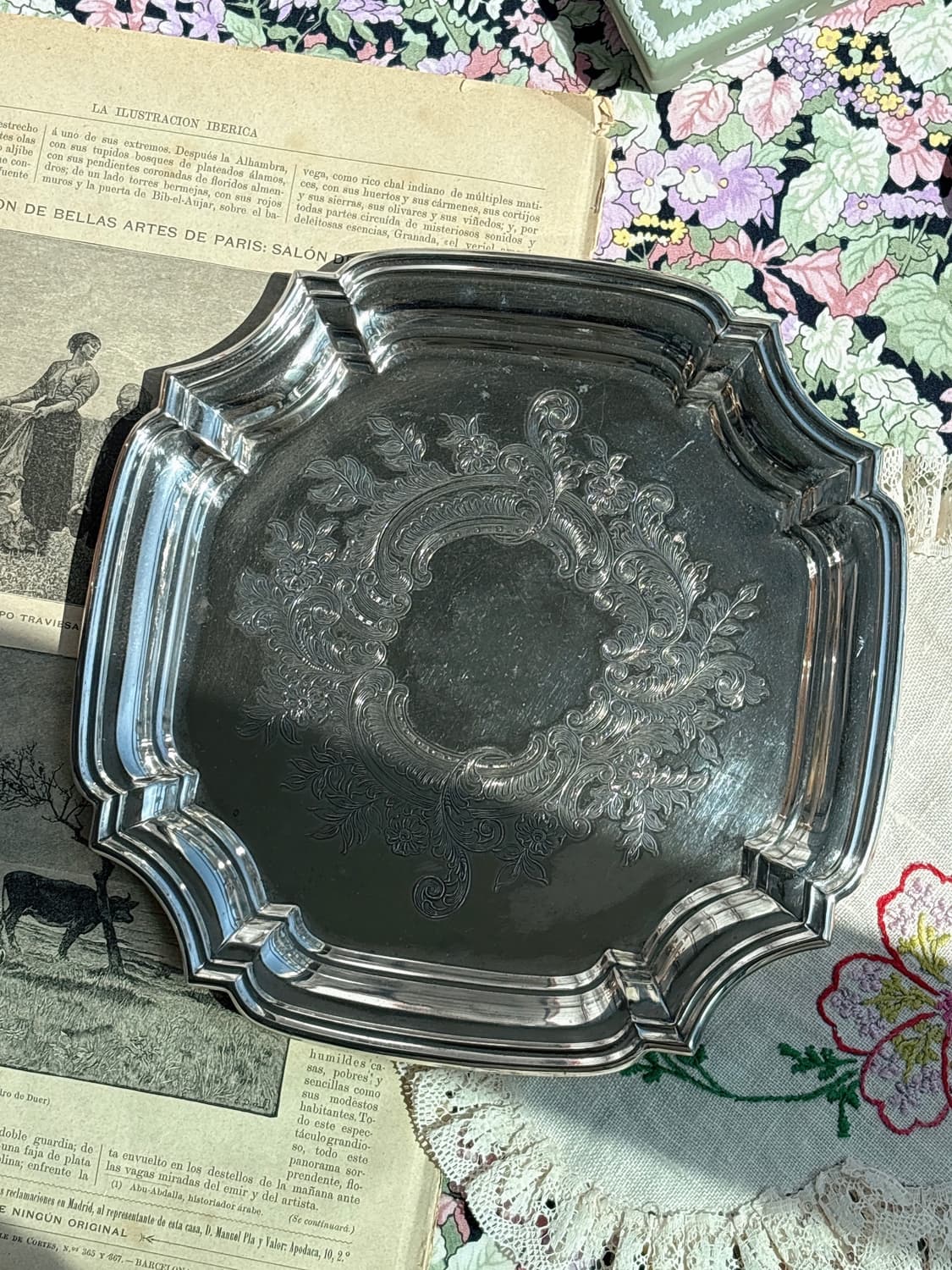 영국 빈티지 Viners 실버플레이트 트레이 상품이미지1