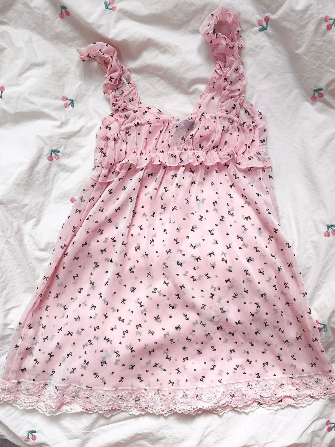 대장템 로걀 히메갸루 리본 튜닉 핑크 민소매 나시 일본 빈티지 엔젤러브 상품이미지5