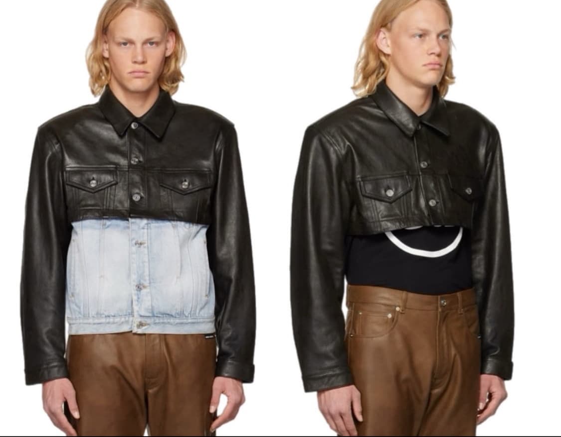 VETEMENTS 베트멍 크롭 레더 자켓 상품이미지1