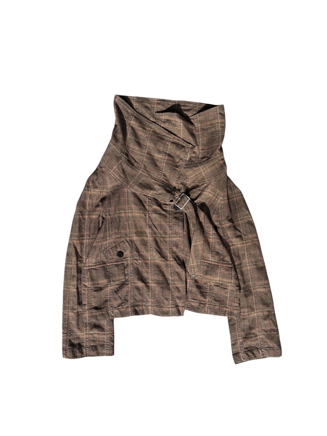 Plaid Wide Collar 2-Way Jacket 상품이미지4