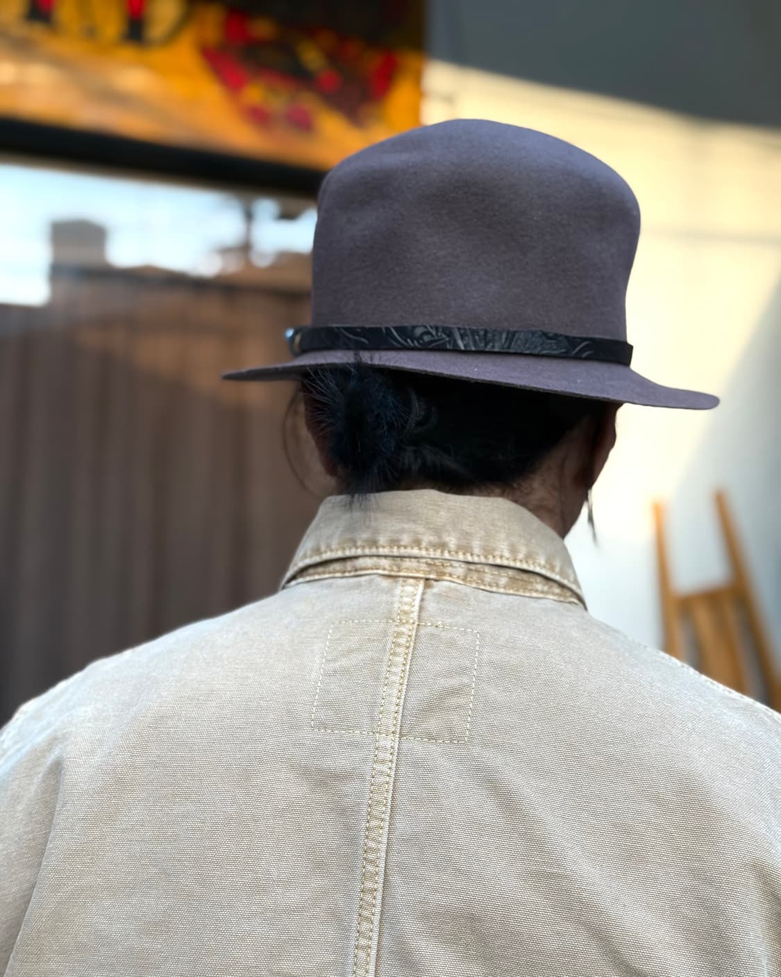 CA4LA 터키석 & 스탬핑 레더 밴드 울 펠트 페도라 OS 상품이미지9