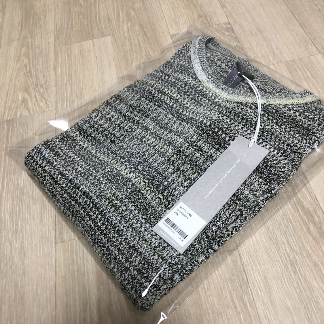 (L) 새상품 언어펙티드 UNAFFECTED 니트 베스트 라임 상품이미지10