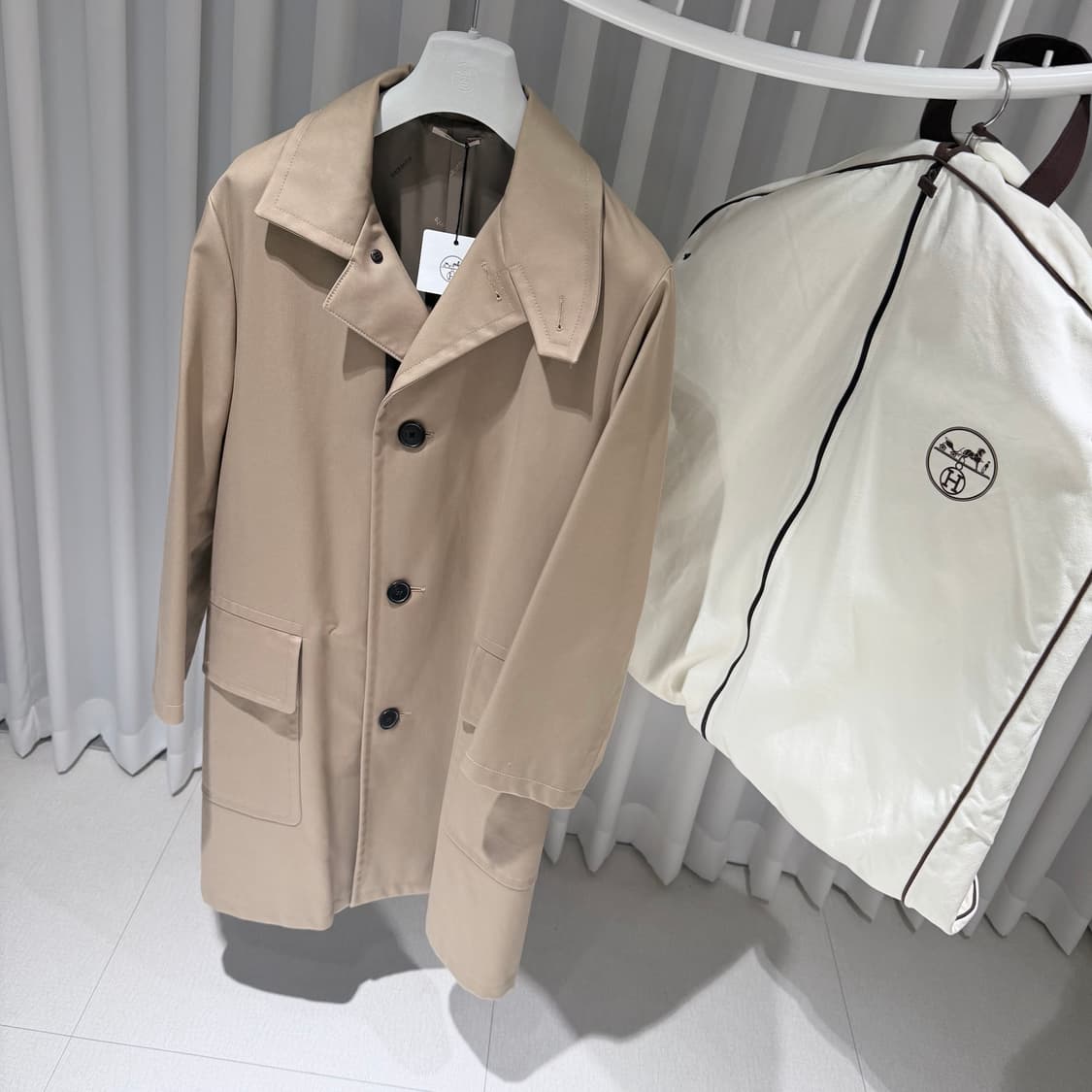 (S+급/48) / 에르메스 코튼 롱코트 베이지 상품이미지3